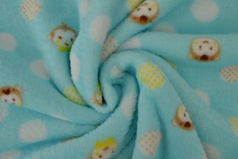 Coral Fleece – Affen und pünktchen auf Aqua