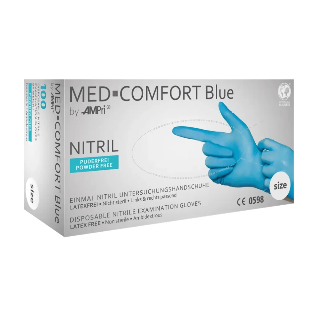 AMPri MED-COMFORT BLUE Nitrilhandschuhe puderfrei, Blau – Bild 2