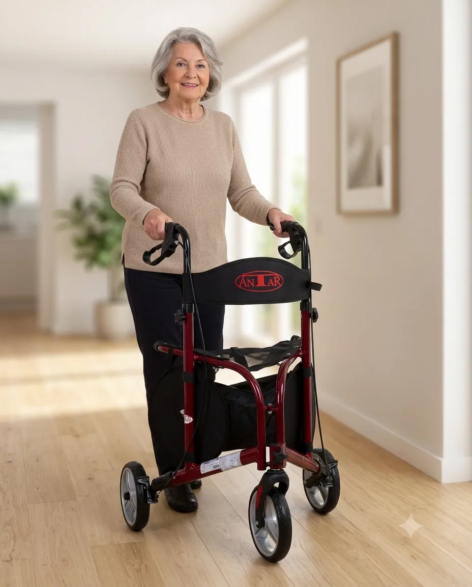 3-Rad Rollator mit Sitz und Tasche – leicht, stabil & faltbar – Bild 2