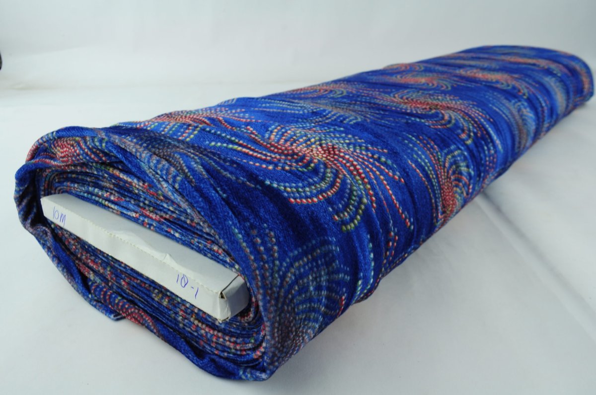 Samt Stretch – Wirlpool auf blauem Crushed Look – Bild 4